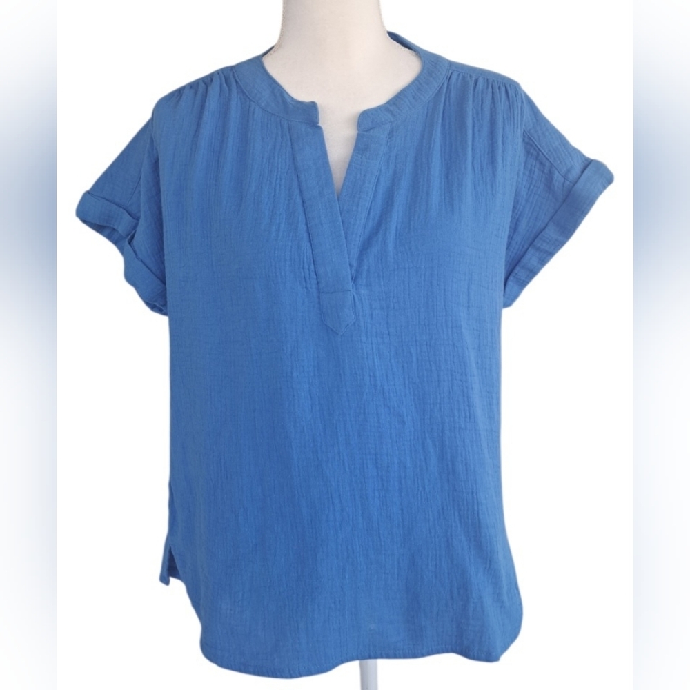 Anthony's Resort Chic Blue V-Neck Blouse - Picture 2 of 8